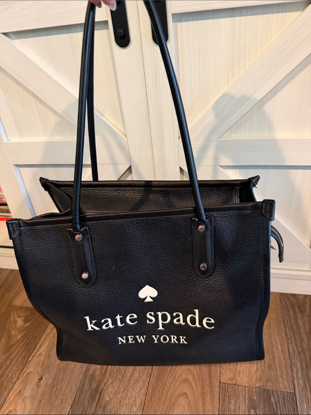 kate spade black leather logo tote - Picture 5 of 5
